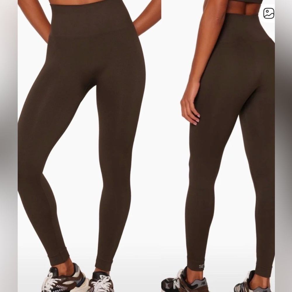 SET ACTIVE S Brown sculpt flex power compression activewear yoga walking legging